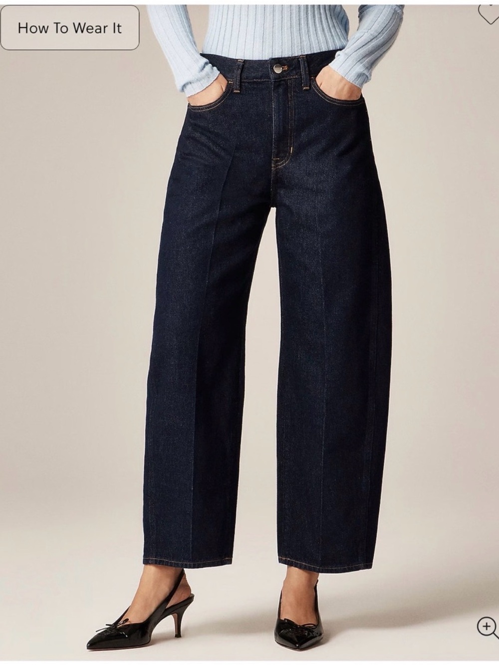 Barrel Leg High-Rise Women's Jeans in Dark Indigo